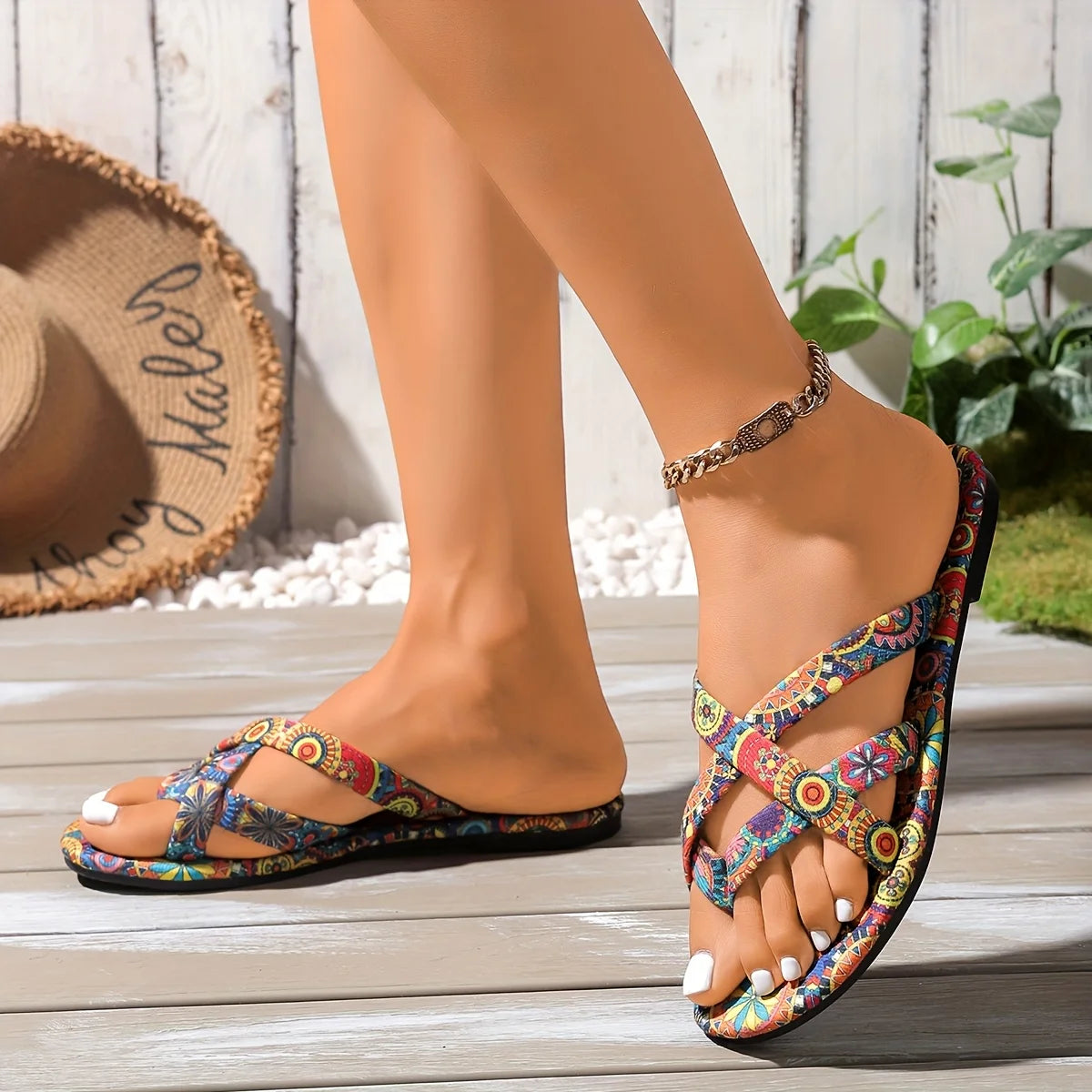 Women Slippers 2025 Lightweight Sandals Big Beach Fashion Bohemian