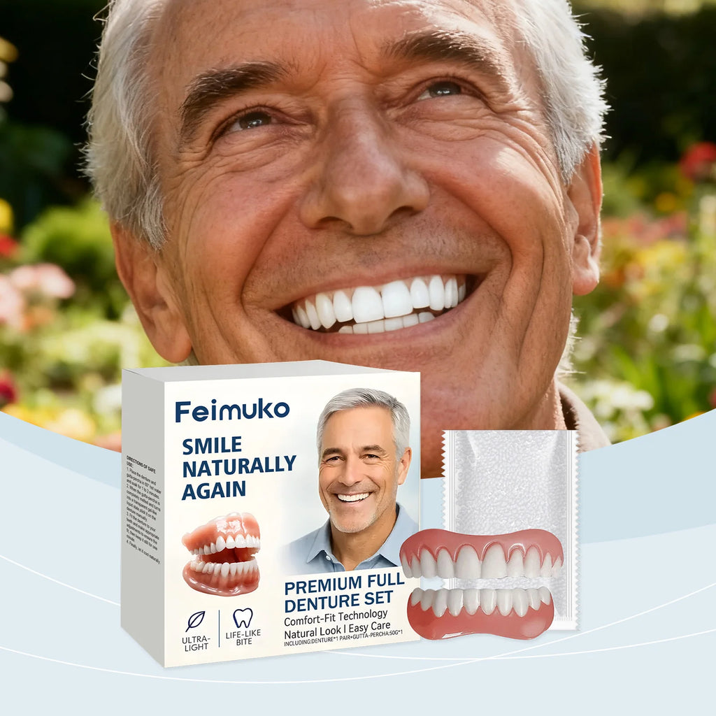 Senior-Focused Denture Care Kit - Resin Material, Comfort Fit, Natural Look, Easy Maintenance, Complete Care Solution Zpaxo