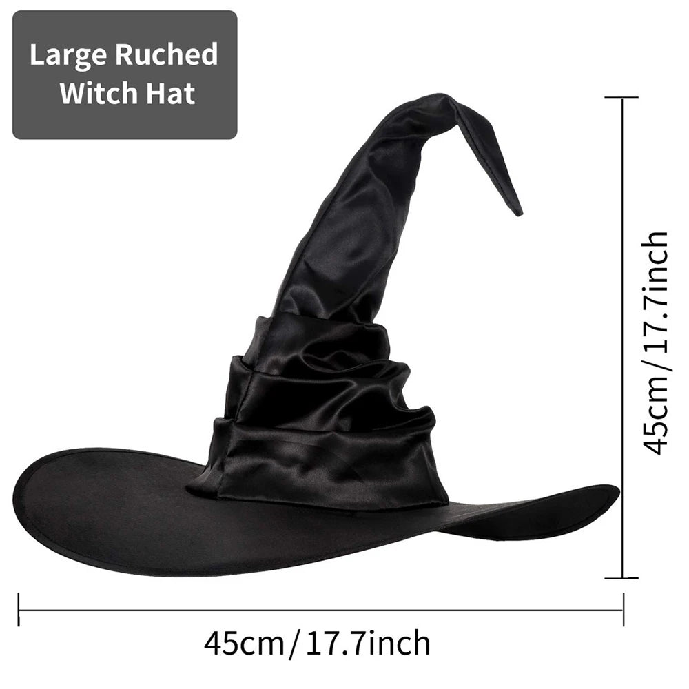 Halloween Witch Hats Black Folds Wizard Hat Masquerade Party Kids