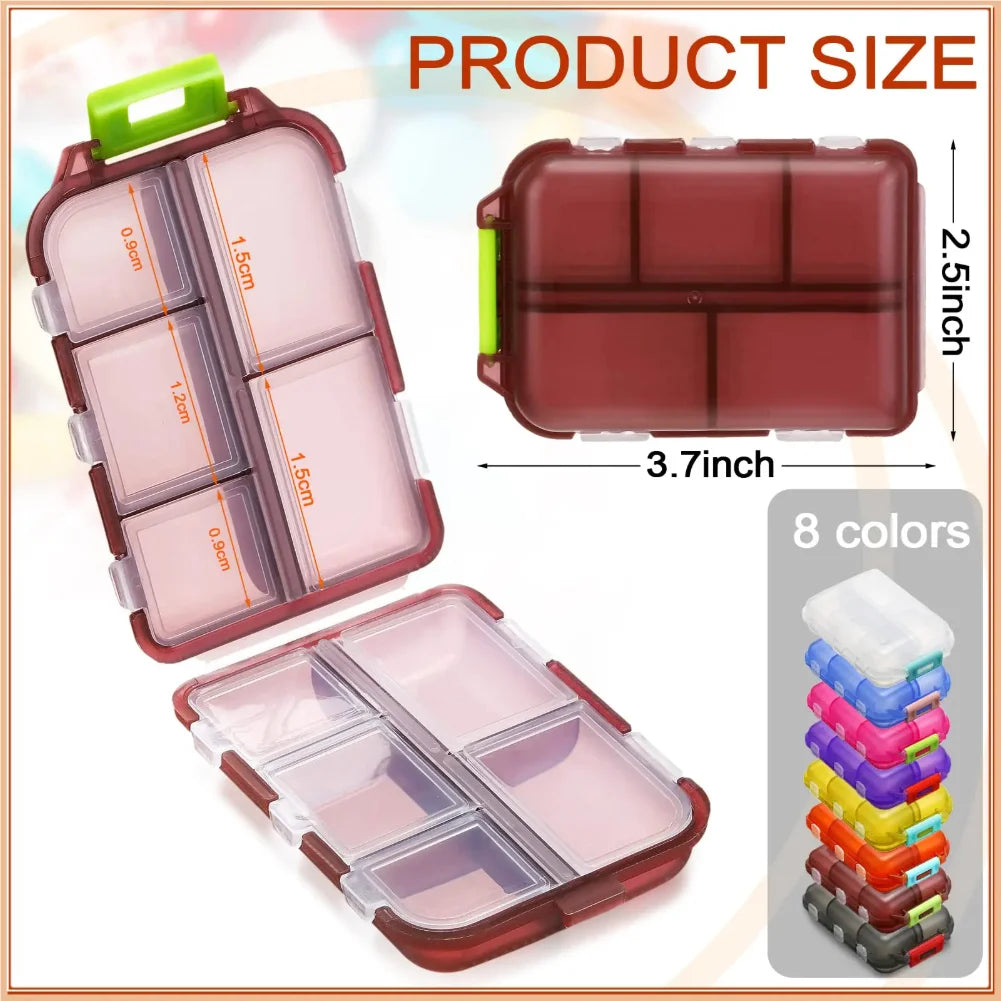 10 Compartments Travel Pill Organizer Pocket Portable Pill Storage Box Case Daily Pill Container or Purse Fish Oil Medicine Zpaxo