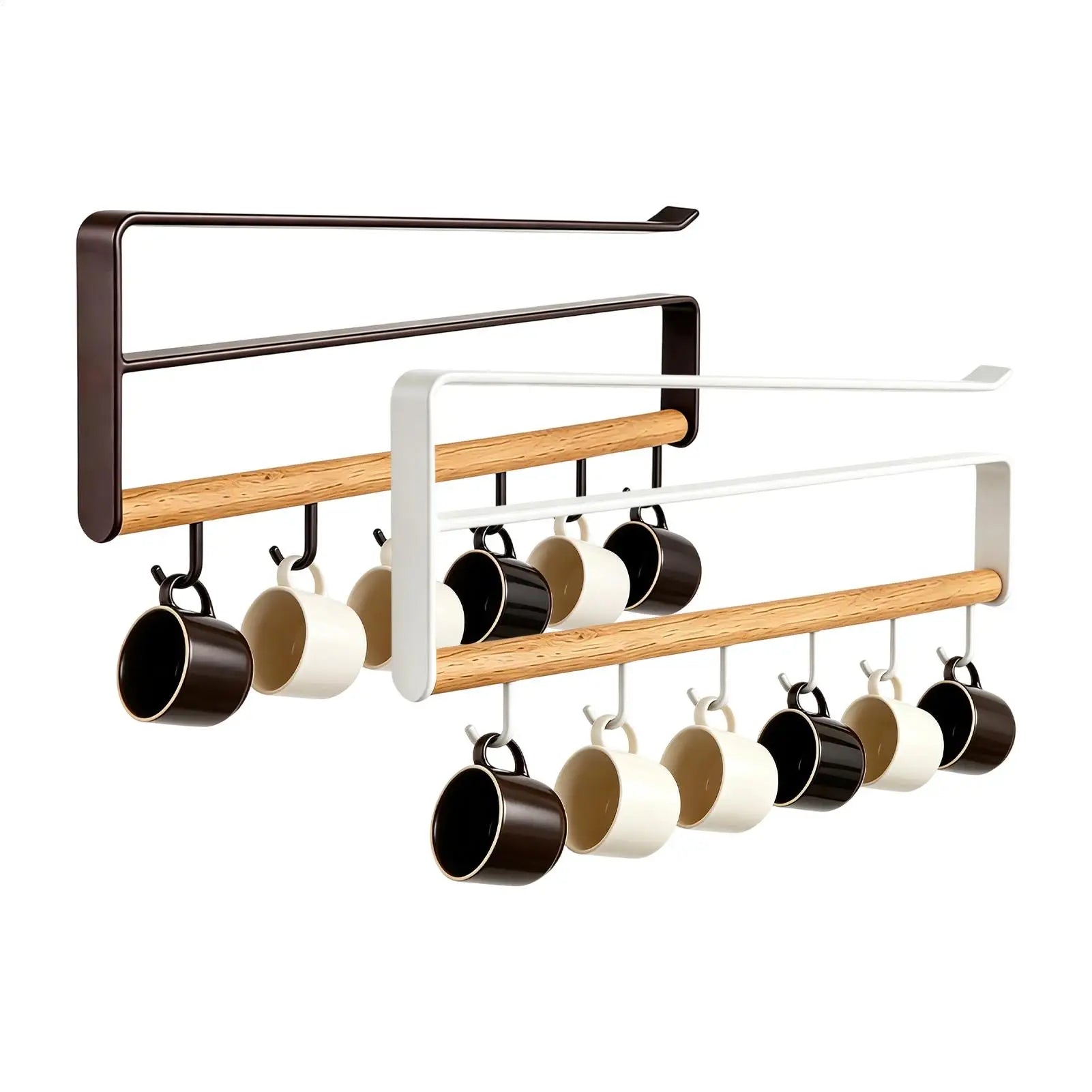 Mug Holder Under Cabinet Shelf 6 Hooks Storage Rack Ladles Organizer