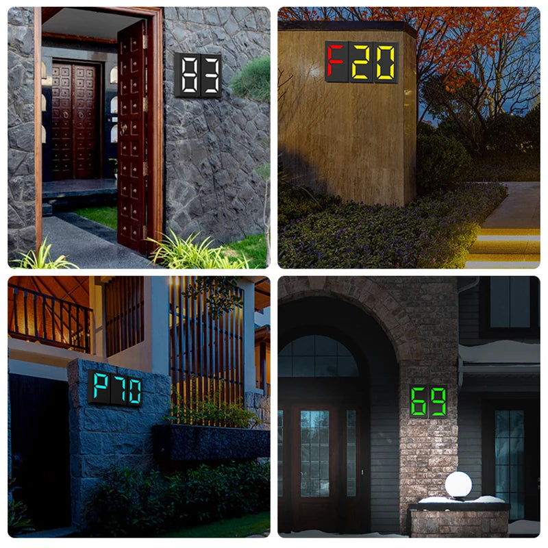 Solar LED Lights Outdoor Transform House DIY Door 0-9 Number Lamp RGB Zpaxo