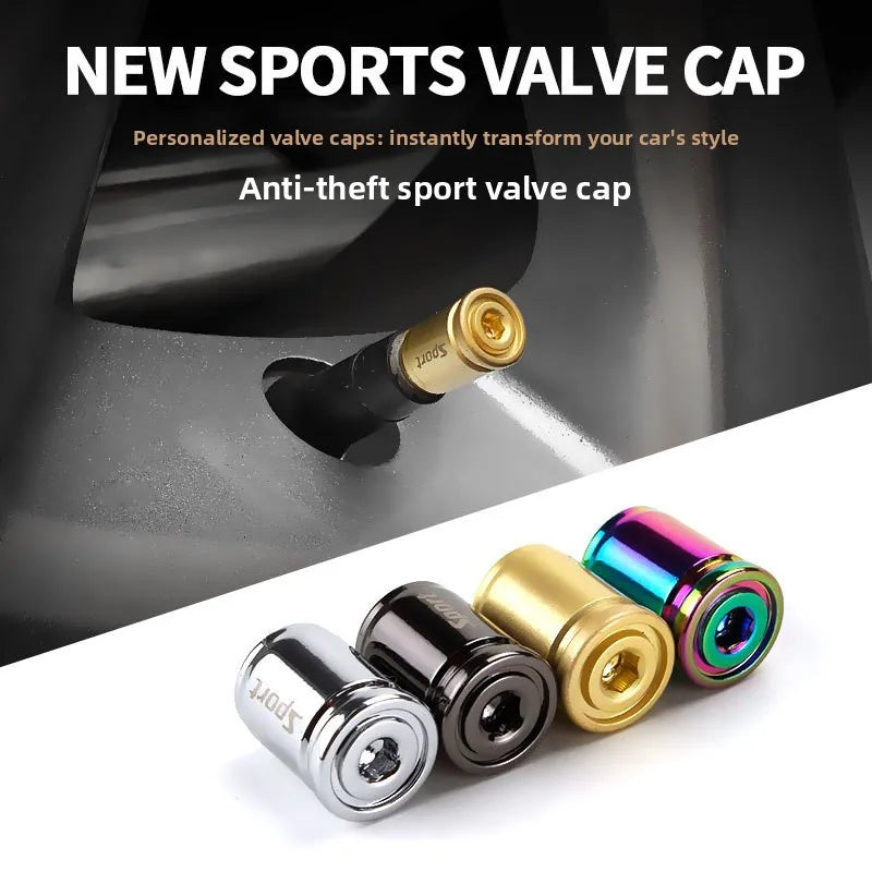 Universal Anti-Theft Aluminum Tire Valve Stem Caps – 4 Pack