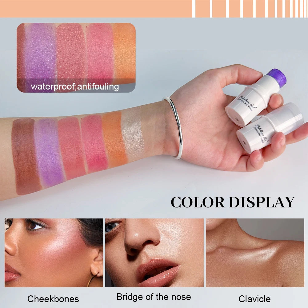 1 Blush Contour Highlighter Stick Multi-use Makeup Cheeks Eyes Lips Zpaxo