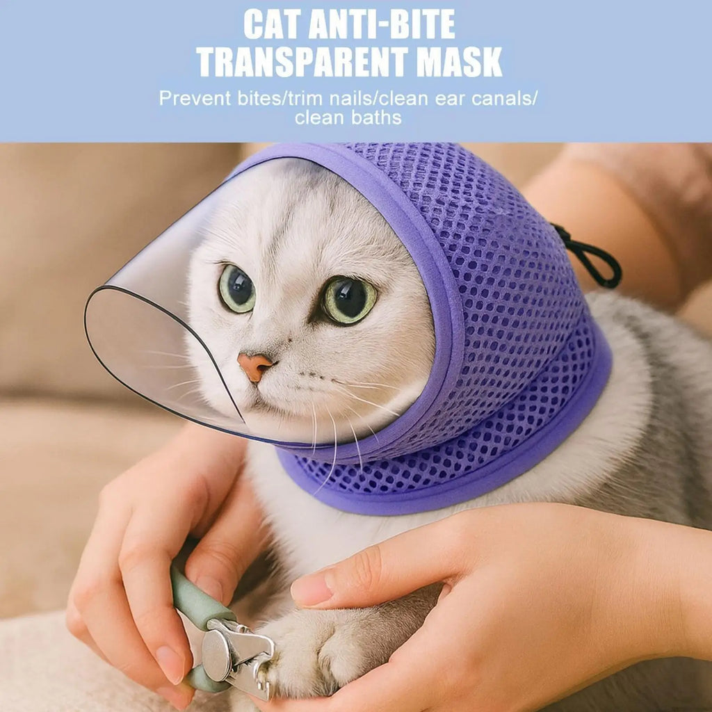 Cat Mesh Muzzle – Breathable Anti-Bite Adjustable Face Cover Cat Grooming Muzzle Zpaxo