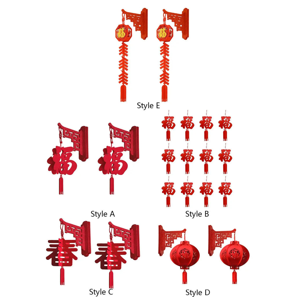 2x Chinese New Year Hanging Decorations, 2024 Chinese Fu Characters, Home Spring Festival Decor for Bedroom, Spring Festival Zpaxo
