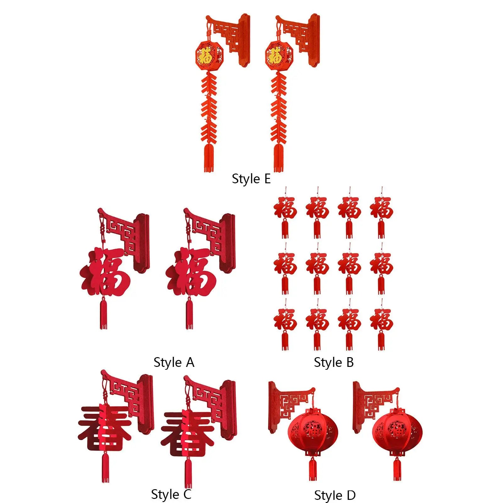 2x Chinese New Year Hanging Decorations, 2024 Chinese Fu Characters, Home Spring Festival Decor for Bedroom, Spring Festival Zpaxo