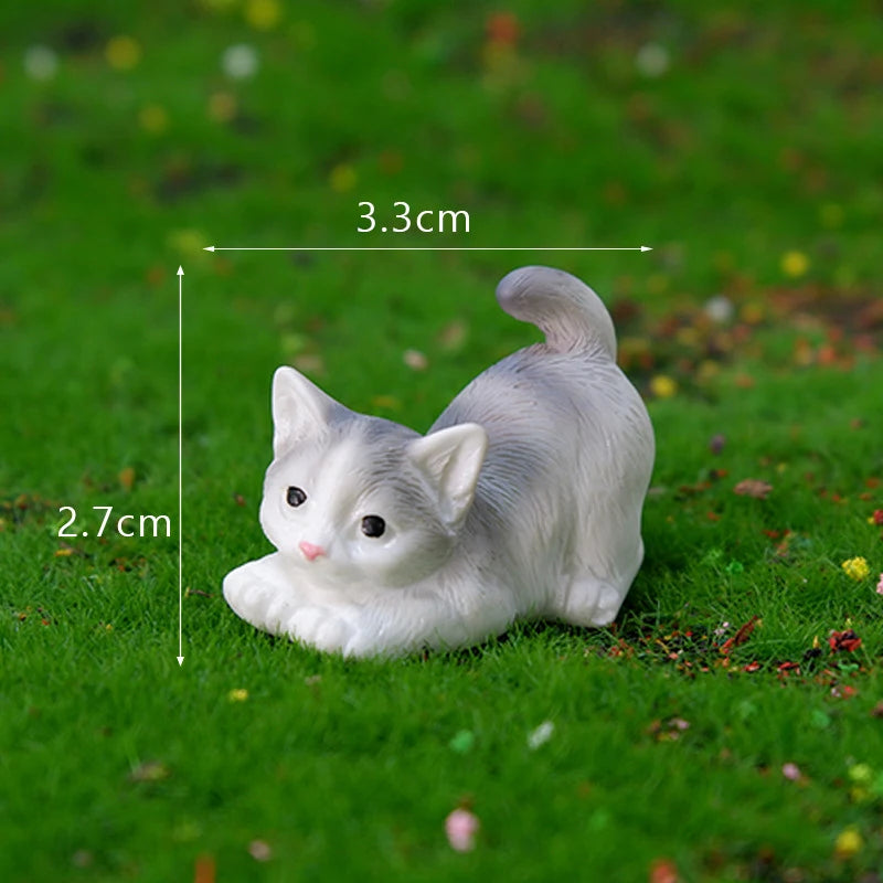 Resin Cats Ornament Kitten Figurine Animal Miniature Fairy Garden Doll House Decoration DIY Micro Landscape Home Decor Zpaxo Gray 3