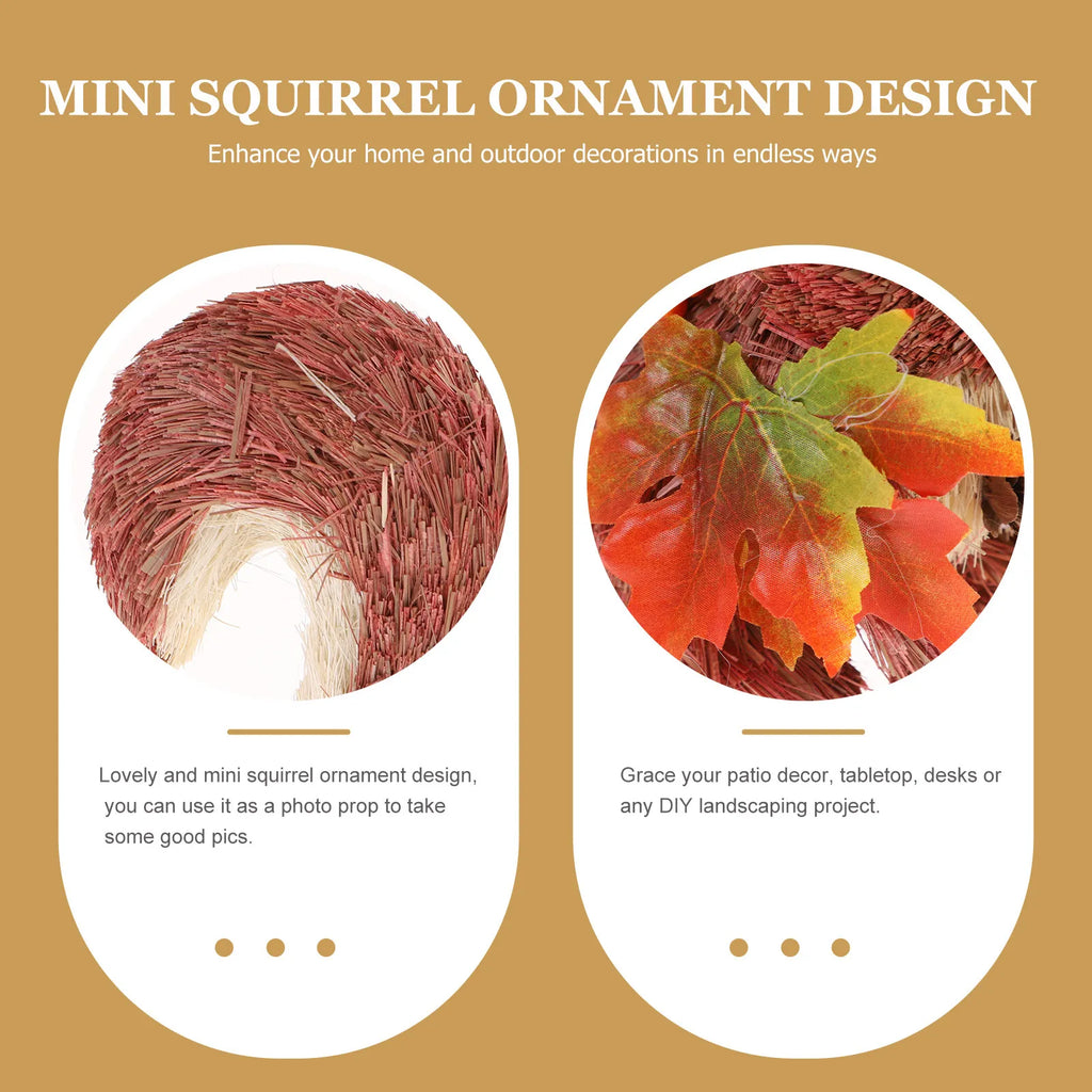 Wooden Squirrel Desktop Ornament Miniature Animal Decor Home Living