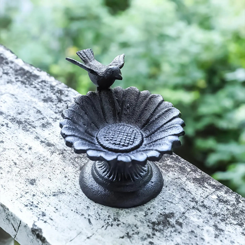 Bird Bath Decorative Metal Feeder Garden Decor Water Bowl Hummingbird