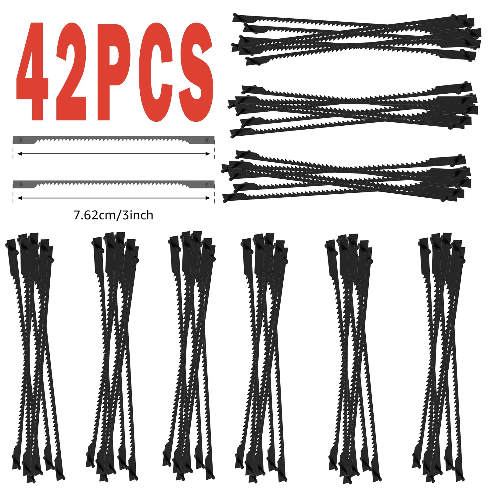 42PCS 3 Inch Wood Pruning Scroll Saw Blade Set 18TPI SK5 HCS Pin End Scroll Saw Blade for Wood and PVC Pipe Cutting Sharp Teeth Zpaxo 42PCS