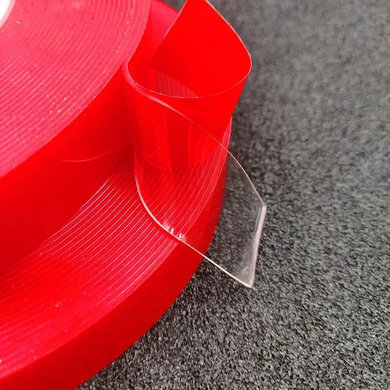 1/2p Ultra Thin Transparent Red Film Double Sided Tape With HighTemperature Resistance No Marks Waterproof Adhesion Strong Adhes Zpaxo