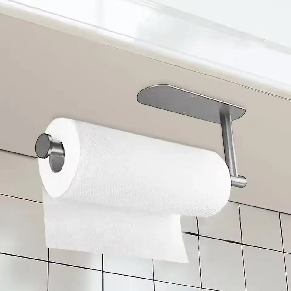 Stainless Steel Silver / Black Paper Towel Wipe Hanging Rack Can Store Cling Film Wipes Roll Paper Rack For The Kitchen Bathroom Zpaxo