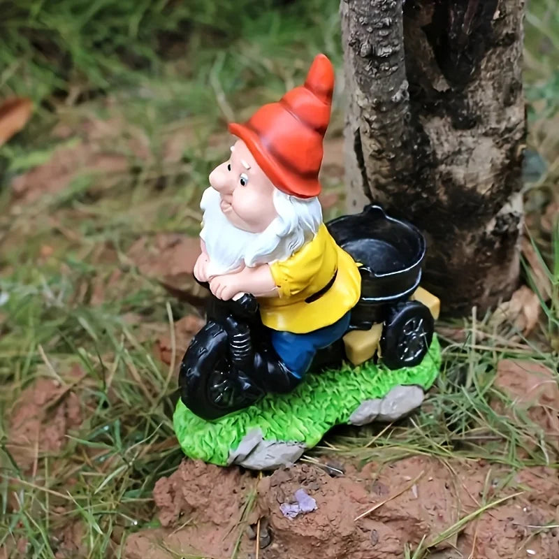 Bicycle Gnome Flower Dwarf Patio Statue Garden Decorative Sculpture