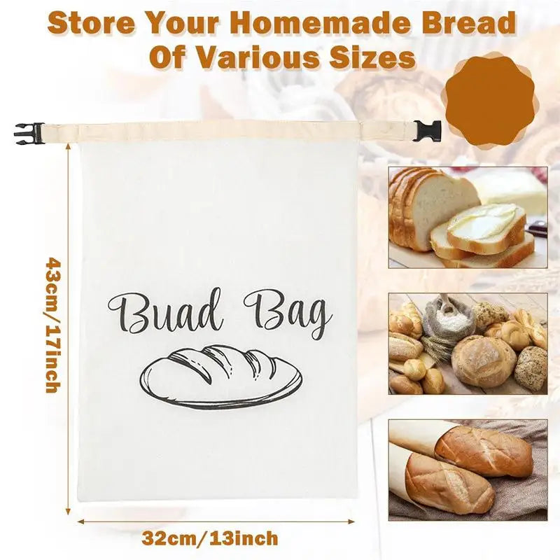 Reusable Cotton Bread Bag with Snap Buckle | Eco-Friendly