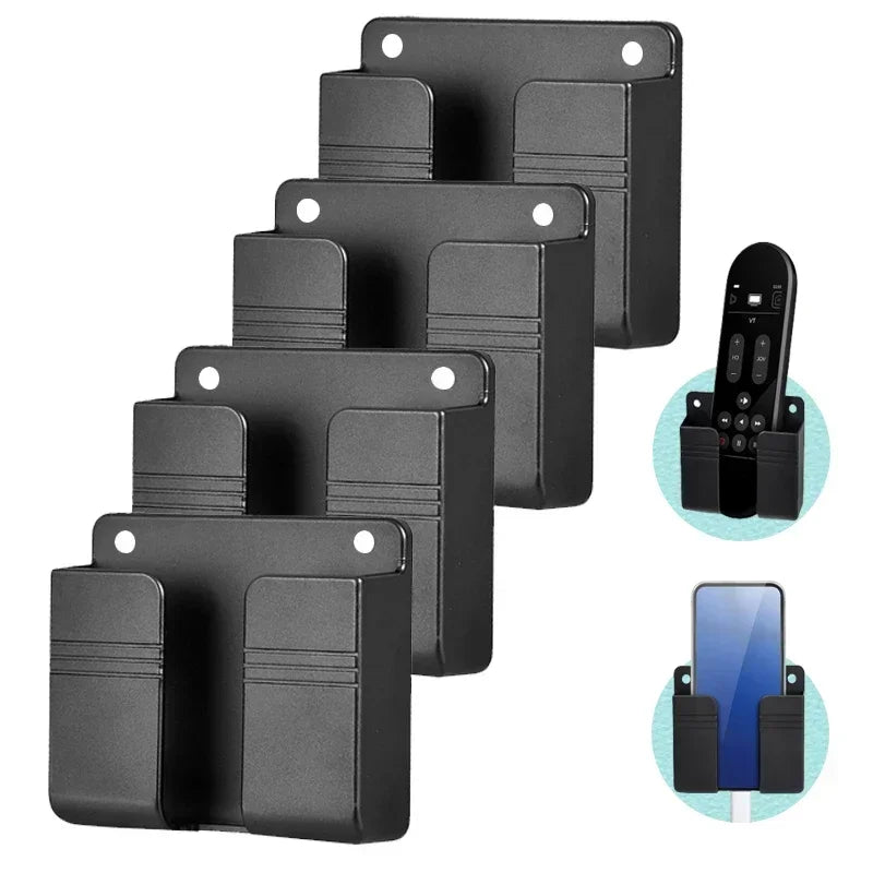 1pc Wall Mounted Storage Box Multifunction Punch Free Organizer TV Remote Control DIY Mobile Phone Plug Charging Holder Stand Zpaxo
