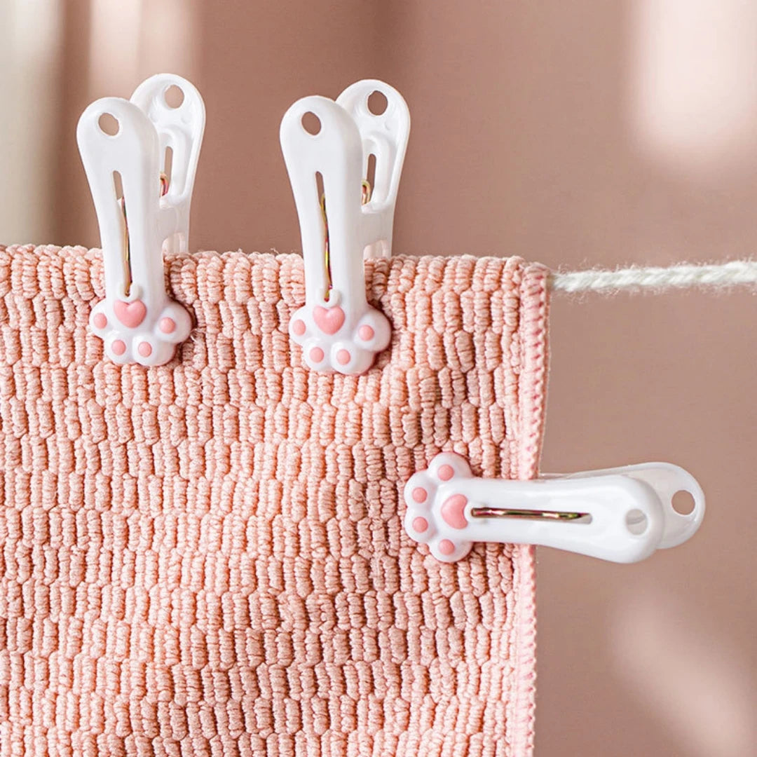 12-Pack Cat Paw Clothespins – Windproof Non-Slip Drying Clips