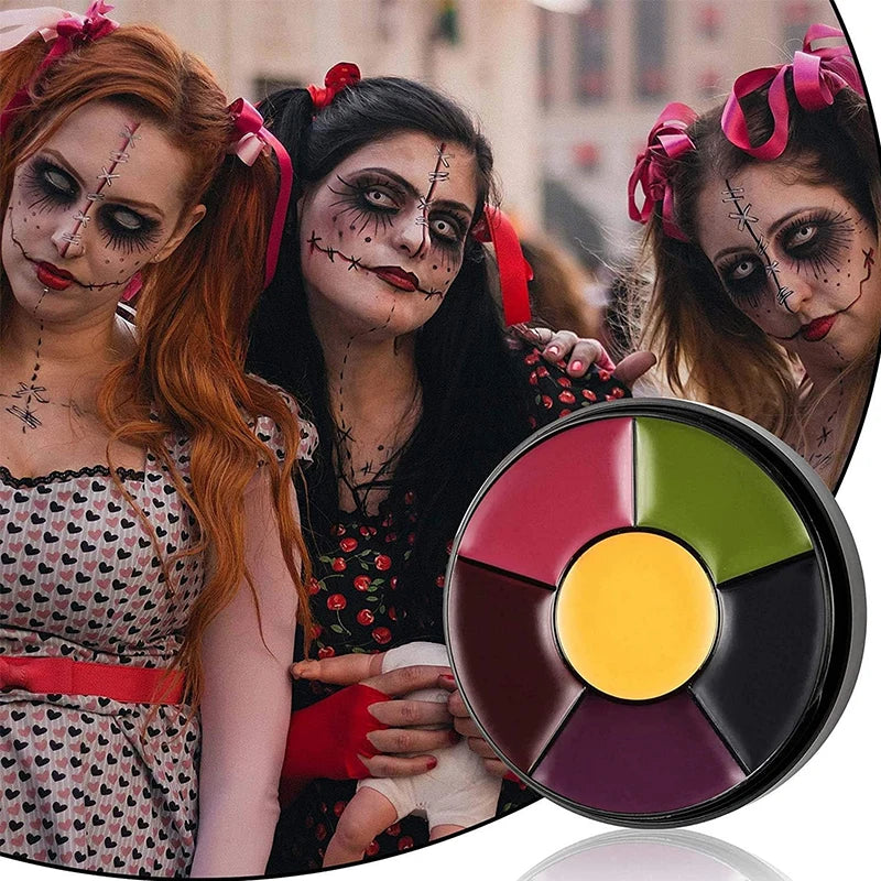 6 Oil Face Paint Palette Halloween Party Camo Body Makeup Clown SFX Zpaxo