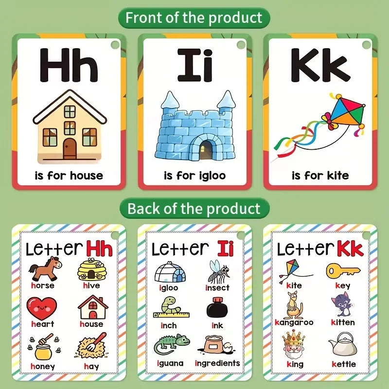 Alphabet Phonics Flash Cards Toddlers Kids English Letter Learning