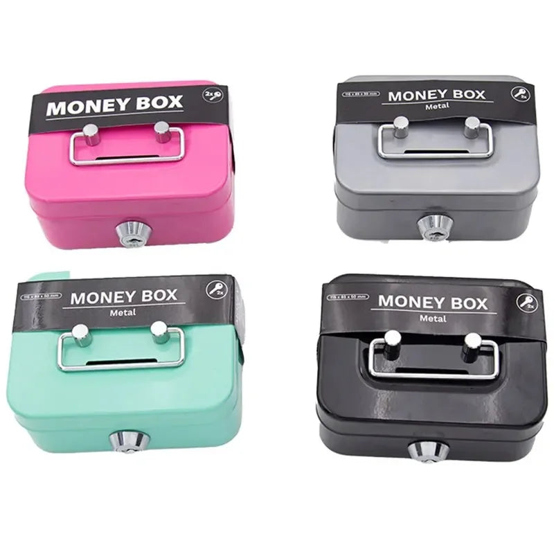 Money Boxes Lockable Keys Portable Made Metal Small Safety Lock
