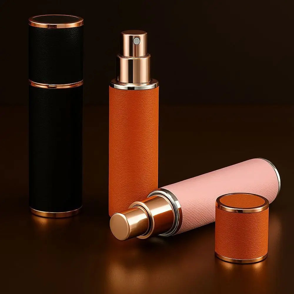 Fashion PU Leather Perfume Bottle Floral Cosmetic Container Zpaxo