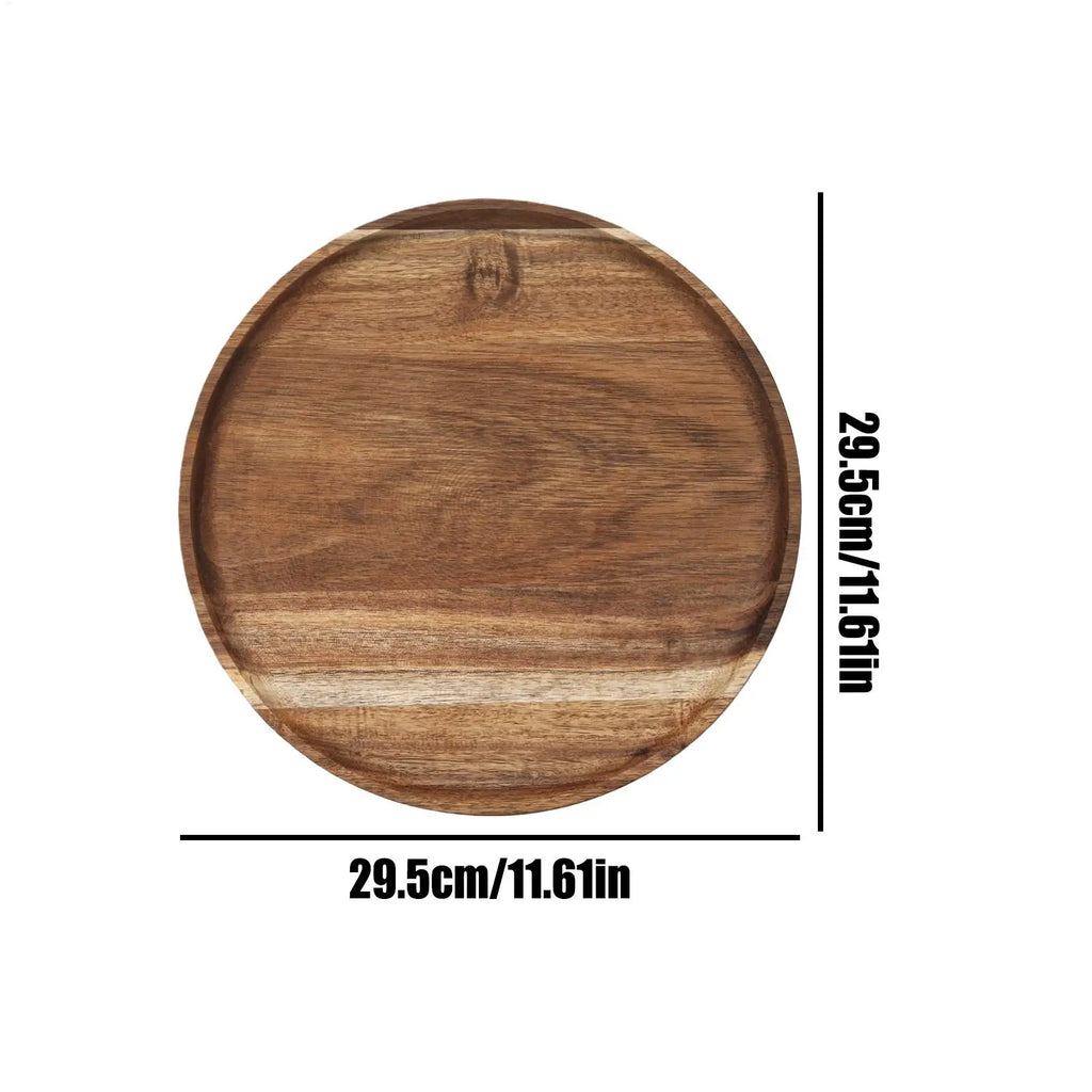 Coffee Table Tray Round Display Charcuterie Board Rustic Wood Food