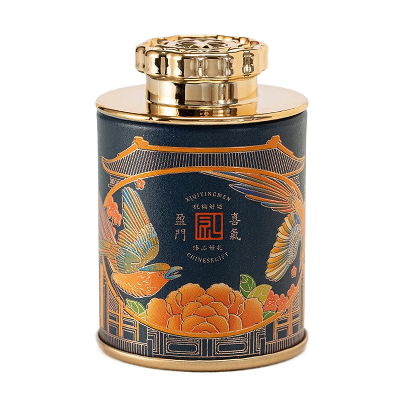 Household Green Black Tea Sealed Jar Portable Travel Small Tea Packaging Box NEW Mini Empty Tea Tin Can Paper Storage Can Zpaxo Blue