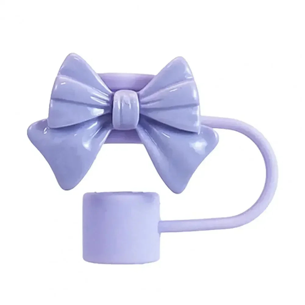 New Cute Bow Straw Cap Covers Silicone Straw Toppers Cap For Stanley Cups Accessories Straw Dust Cap For 10mm Diameter Straws YU Zpaxo Purple