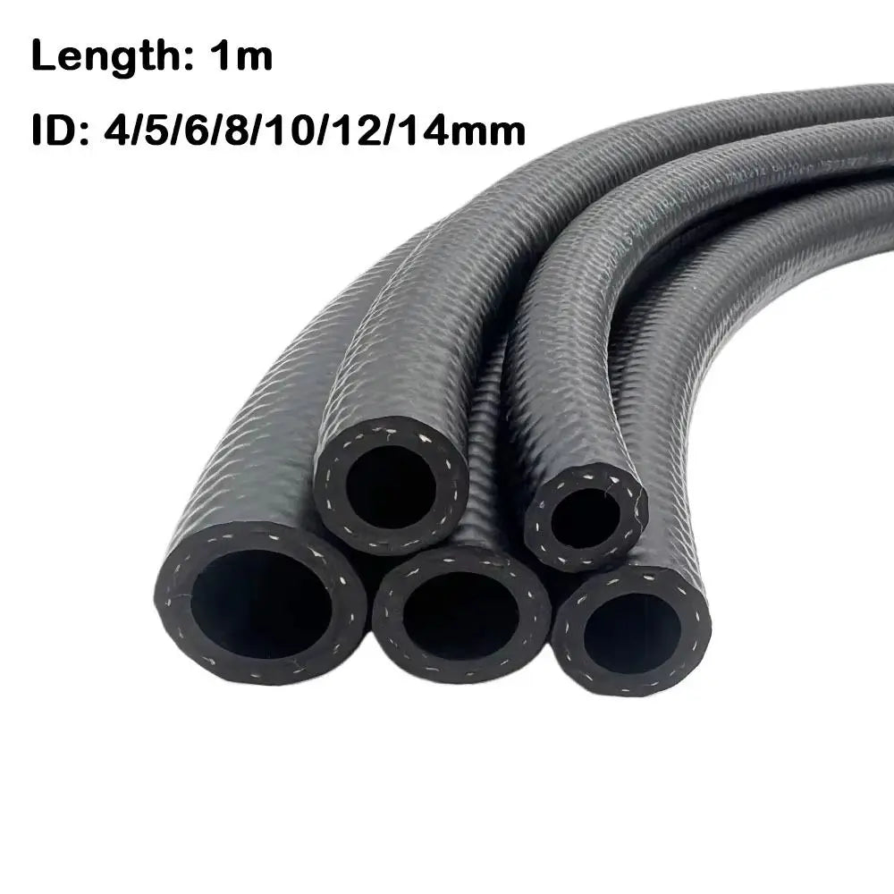 NBR Oil-Resistant Fuel Hose 4–14mm ID + Pipe Clamps | 1m Automotive Fuel Hose Zpaxo