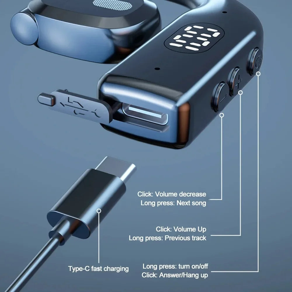 KEBIDUMEI Bluetooth 5 3 Earphone Ear Hook Headphone 180 Rotation Hifi