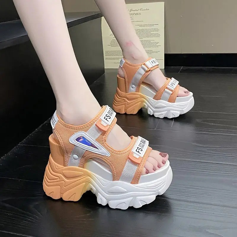 Fashion Summer Women Platform Sandals Wedges Thick Bottom Casual Mesh Zpaxo