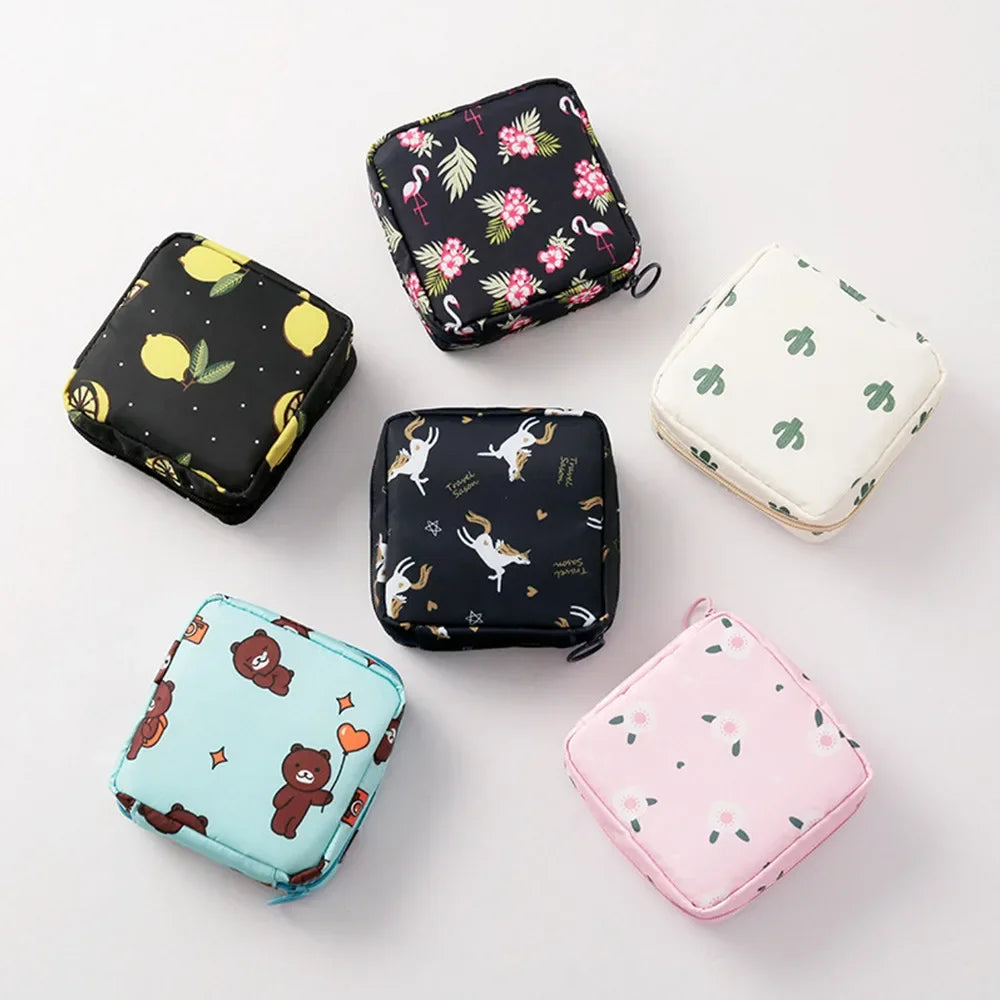Women Portable Sanitary Pads Storage Bag Tampon Pouch Napkin Cosmetic