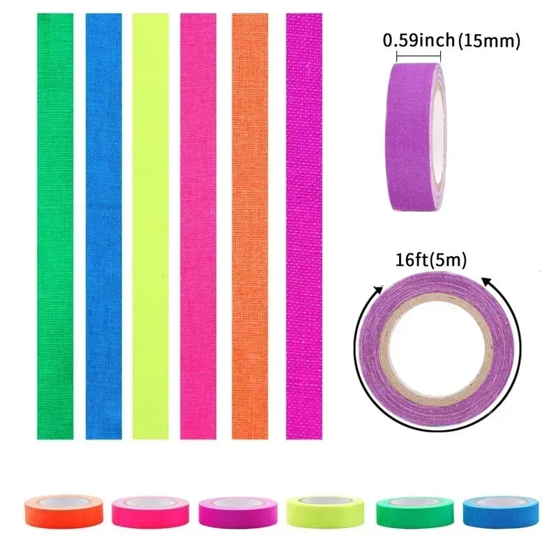 6-Pack UV Black Light Fluorescent Self-Adhesive Tape – DIY Fluorescent Craft Tape Zpaxo