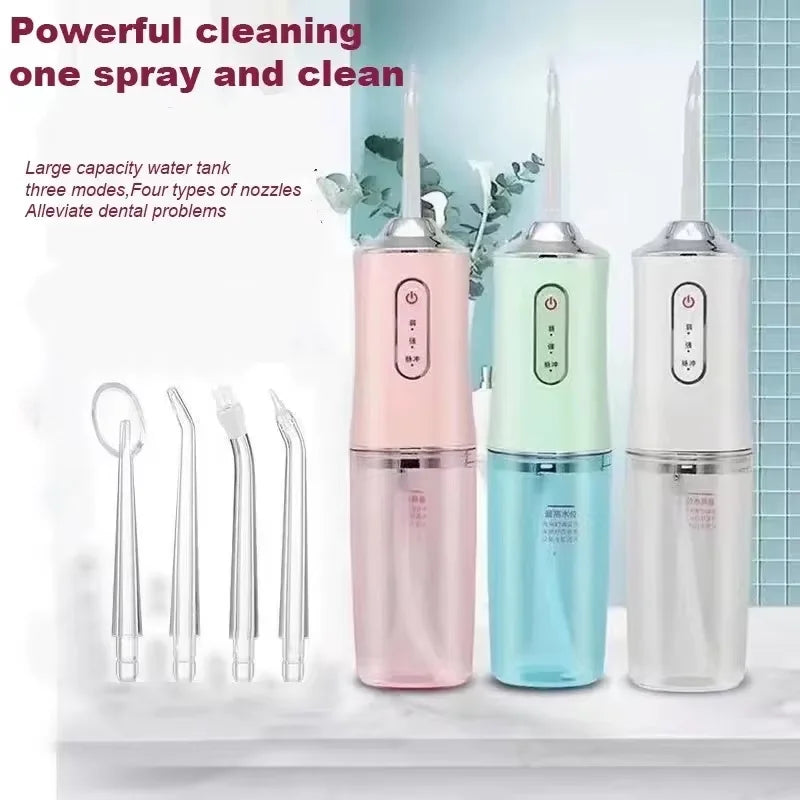 Smart Electric Oral Irrigator Water Flosser Portable 3 Modes Rechargeable Dental Water Jet Teeth Cleaner Zpaxo Pink