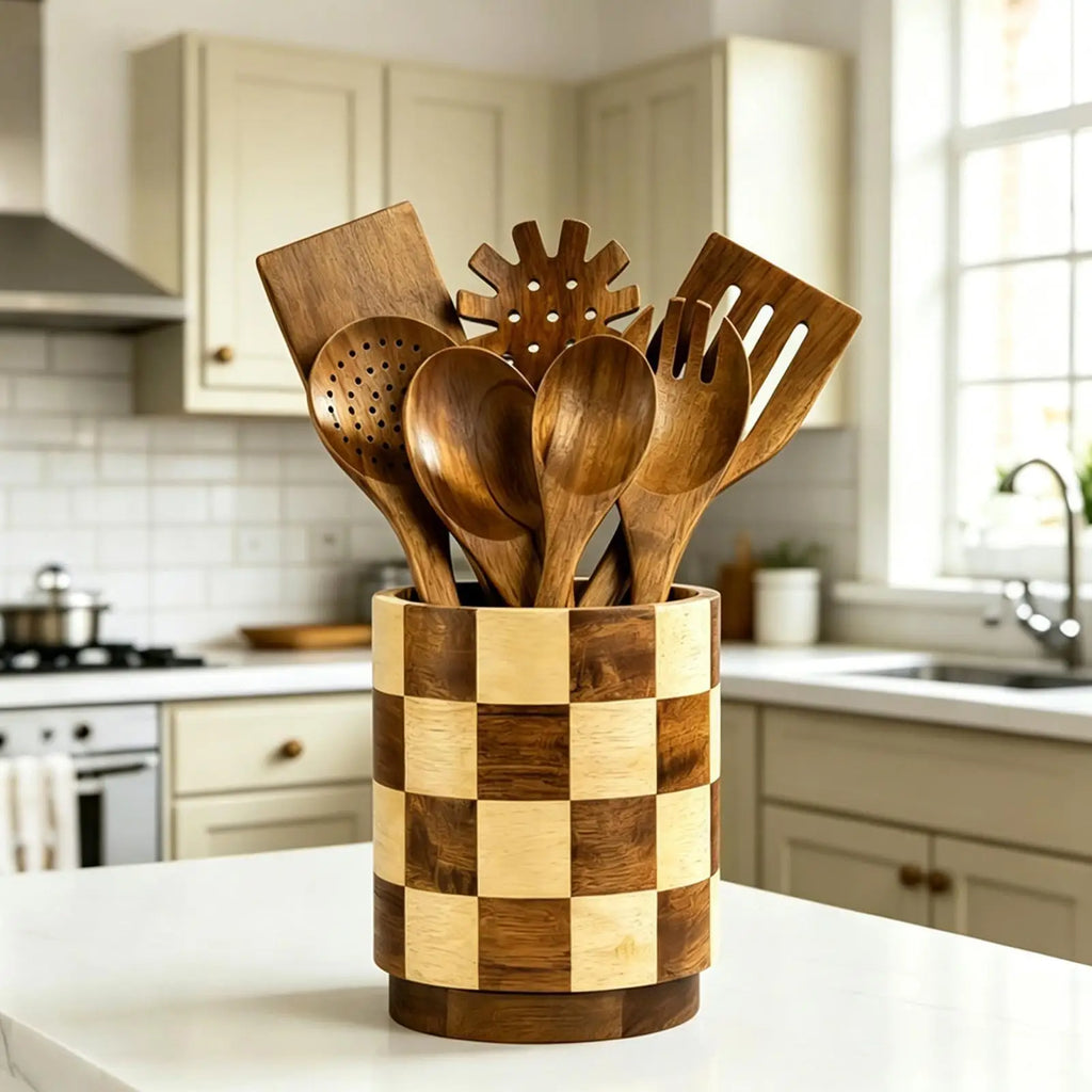 Utensil Holder 360 Degree Rotating Cutlery Storage Spatulas Organizer