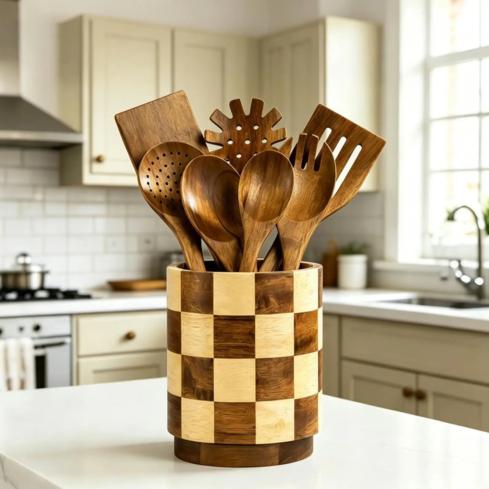 Utensil Holder 360 Degree Rotating Cutlery Storage Spatulas Organizer