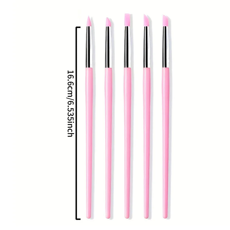 5Pcs/set Silicone Nail Brush UV Gel Polish Tip 3D Image DIY Dotting Polish Brushes Pen Professional DIY Manicure Tools Zpaxo