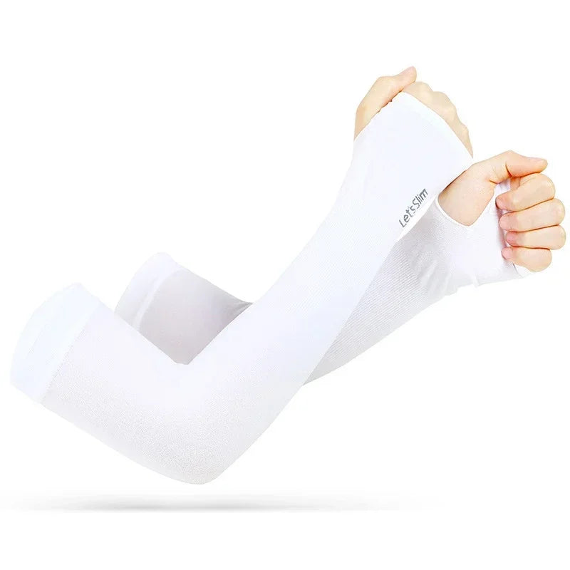 Cycling Anti-UV Arm Covers for Men Women Fingerless Gloves Summer Sport Ice Silk Cool Scarf Silk Elastic Arm Covers Driving Zpaxo