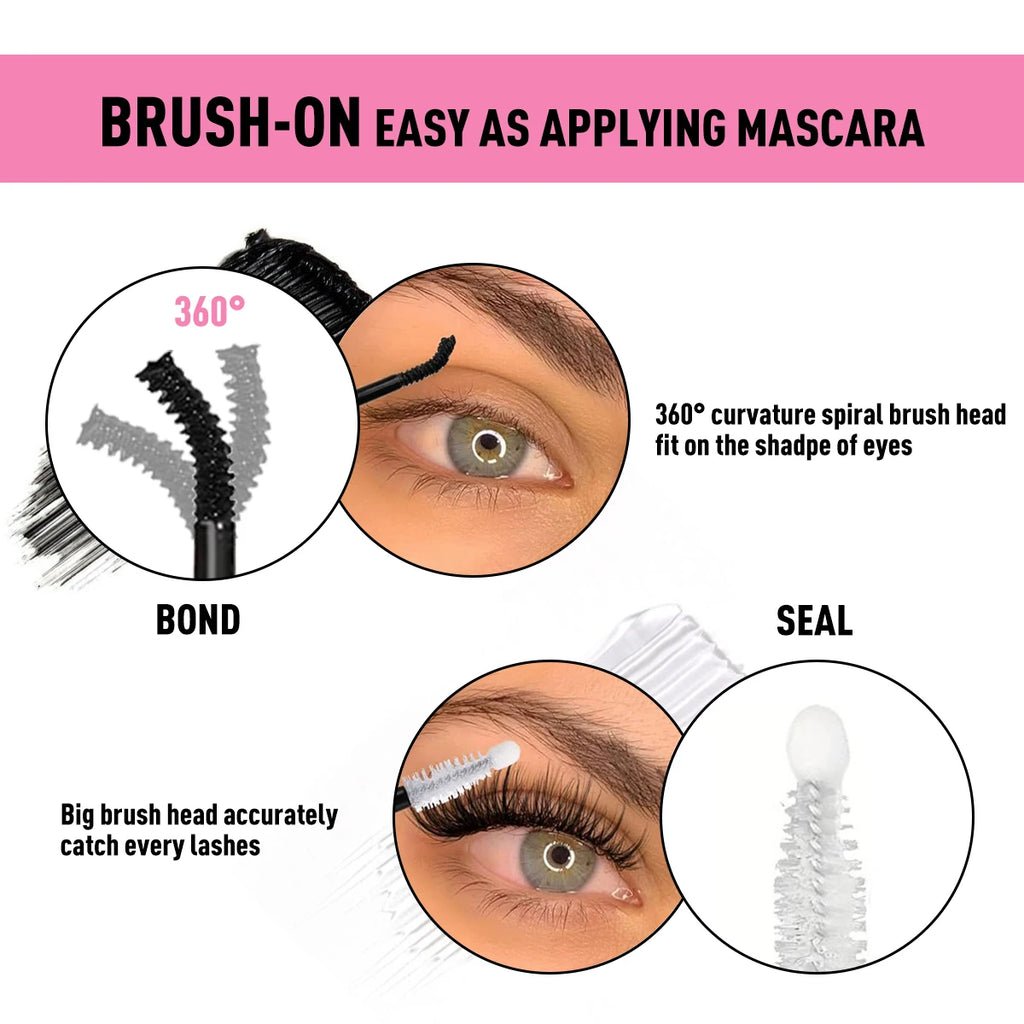 Double-head 2-in-1 False Eyelash Glue, Cluster Lash Adhesive, Strong Adhesive for Secure Hold,Quick-Dry Long-Lasting Mascara Zpaxo