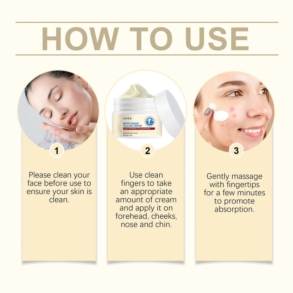 Tallow Moisturizing Cream Butter Moisturizer Softening Facial Delicate Skin Light and Translucent Repair Improve Skin Elasticity Zpaxo