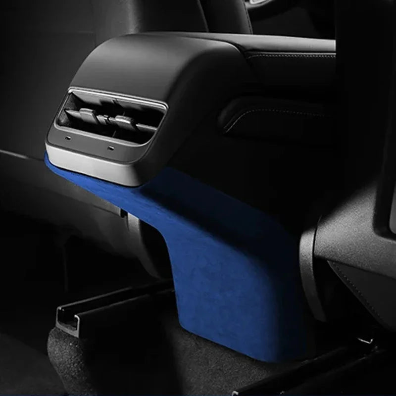 Car Rear Air Condition Vent Outlet Cover For Tesla Model 3/Y Interior Alcan tara Auto Back Exhaust Vent Decorative Sheath Shell Zpaxo B Blue
