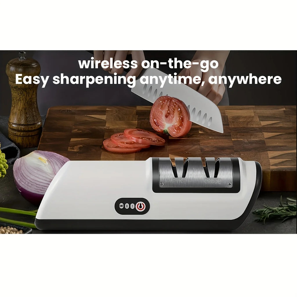 Electric Knife Sharpener USB Rechargeable, Multi-Knife Sharpener for Kitchen Chef Slicing Santoku Paring Ceramic Knives Zpaxo
