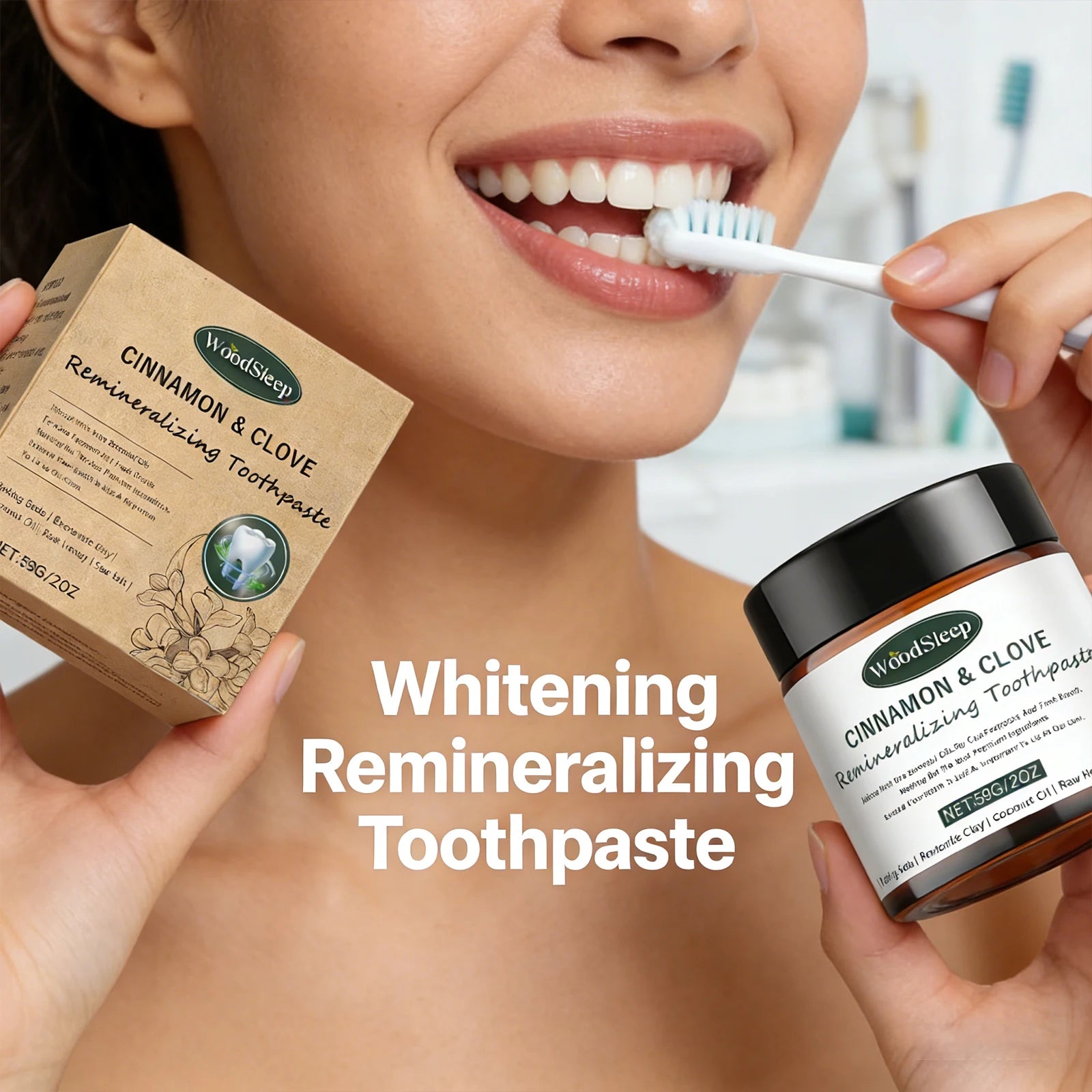59g Teeth Whitening Natural Tooth Powder Remineralizing Fast Stain Removal Brightens Fresh Breath Oral Care Deep Cleaning Teeth Zpaxo