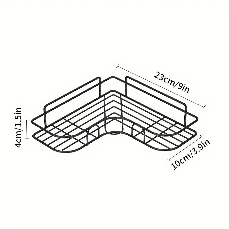 Iron Triangle Corner Shelf Rack – Kitchen & Bathroom Storage Corner Storage Rack Zpaxo black
