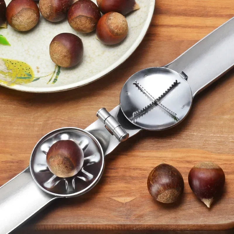 Stainless Steel Chestnut Opener & Nut Cracker – Cross Blade Nut Cracker Tool Zpaxo