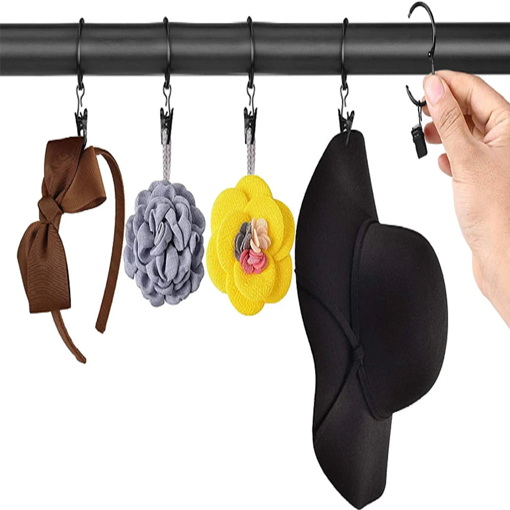 12Pcs Curtain Rings with Clips Metal Curtain Hooks Hangers Black Drapery Clips with Rings Curtain Accessories Zpaxo