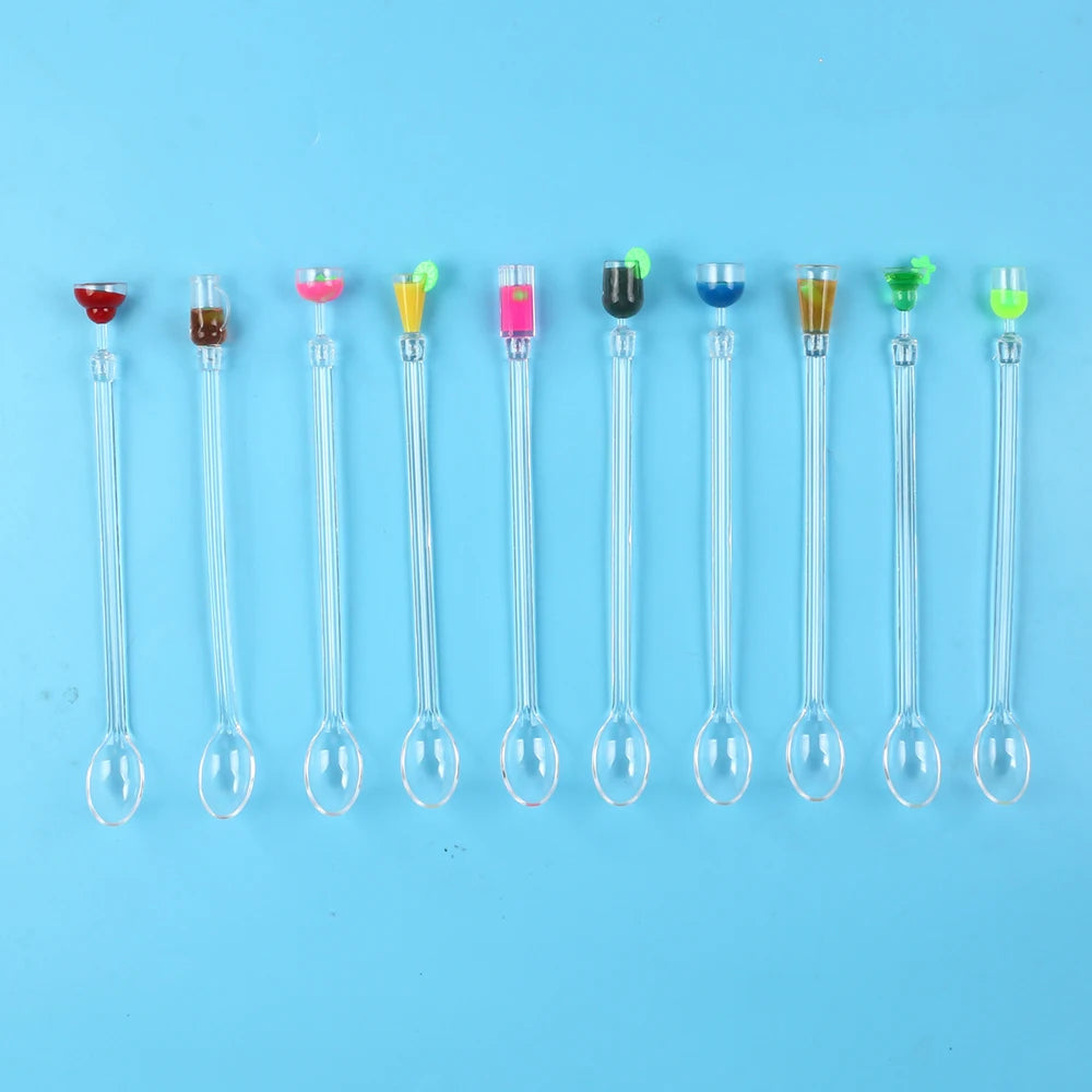5Pcs/10Pcs Swizzle Sticks Acrylic Cocktail Stirrers 9 Inch Clear Shafts Drink Stirrer for Bars Cafes Party Restaurants Home Use Zpaxo