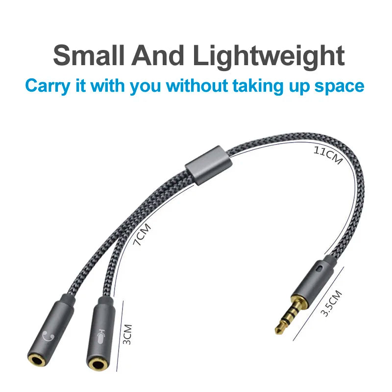 Headset Splitter Audio+mic Stereo Headphone Audio 4 Pole Jack Y Cable Zpaxo