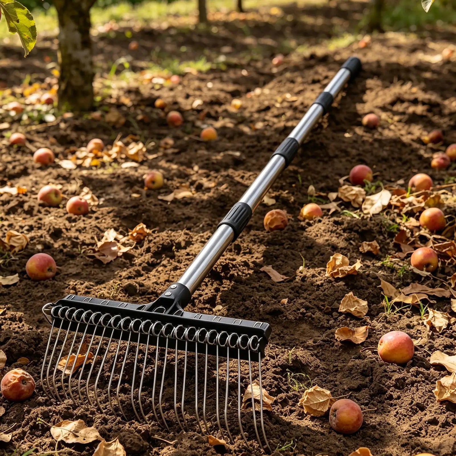 Lawn Rake 38.58-63 in Expandable Adjustable Ergonomic Multi-Purpose Metal Rake for Grass Leaves Gardening Lawn Shrub Mulch Zpaxo
