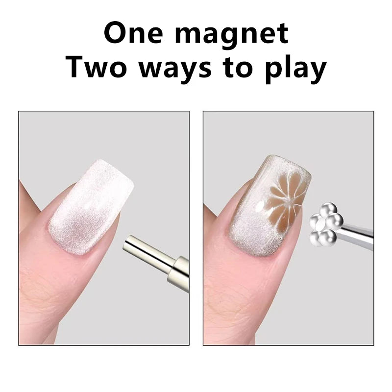 2IN1 Double-headed Lollipop Vortex Cat Eye Nail Magnetic Pen Flower Petal Nail Art Magnet for Cat Eye Magnetic Gel Nail Polish Zpaxo